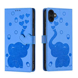 Cartoon Elephant Embossed Leather Phone Case