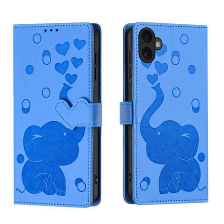 Cartoon Elephant Embossed Leather Phone Case