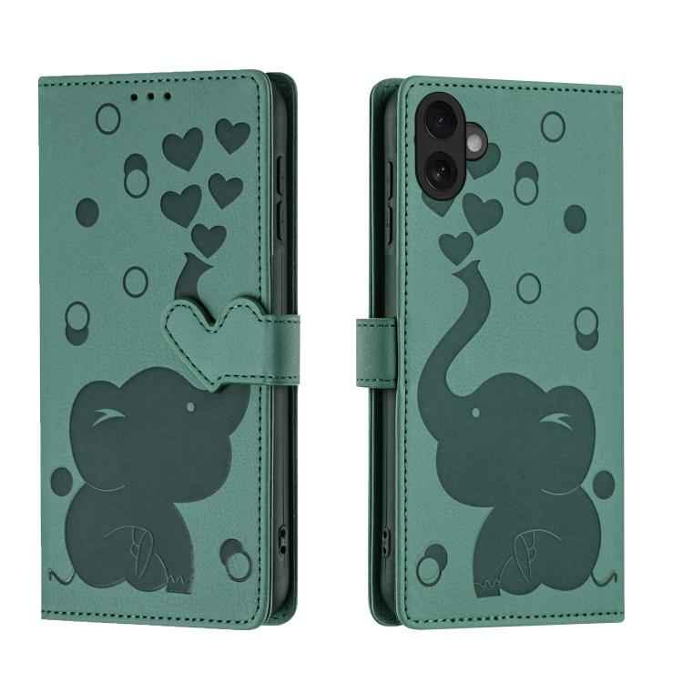 Cartoon Elephant Embossed Leather Phone Case