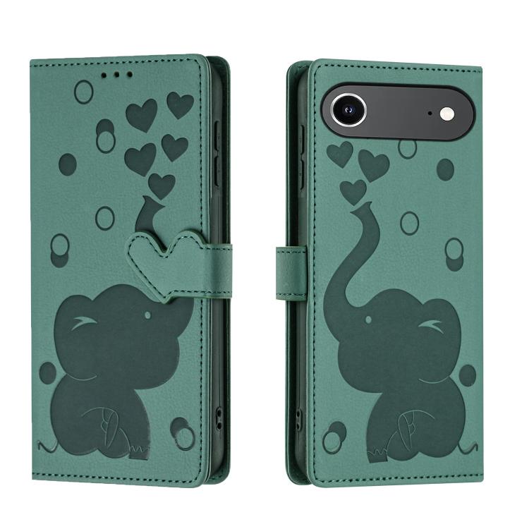 Cartoon Elephant Embossed Leather Phone Case