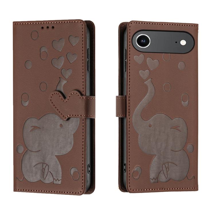 Cartoon Elephant Embossed Leather Phone Case