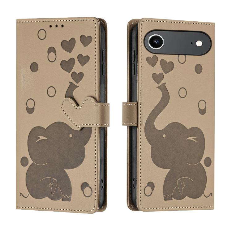 Cartoon Elephant Embossed Leather Phone Case
