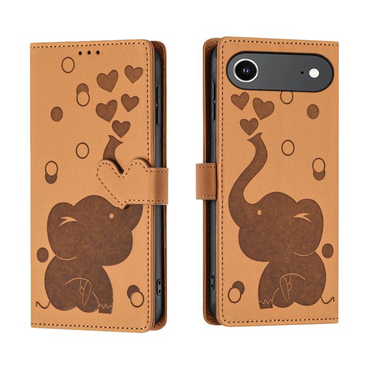 Cartoon Elephant Embossed Leather Phone Case