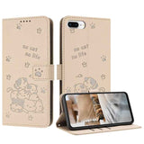 Embossed Kitten Phone Leather Case with Lanyard