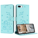 Embossed Kitten Phone Leather Case with Lanyard