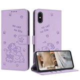 Embossed Kitten Phone Leather Case with Lanyard