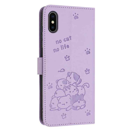 Embossed Kitten Phone Leather Case with Lanyard