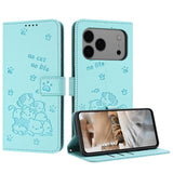 Embossed Kitten Phone Leather Case with Lanyard