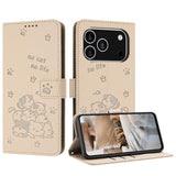 Embossed Kitten Phone Leather Case with Lanyard