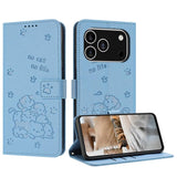 Embossed Kitten Phone Leather Case with Lanyard