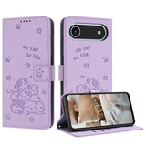 Embossed Kitten Phone Leather Case with Lanyard