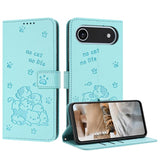 Embossed Kitten Phone Leather Case with Lanyard