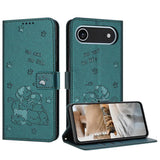 Embossed Kitten Phone Leather Case with Lanyard