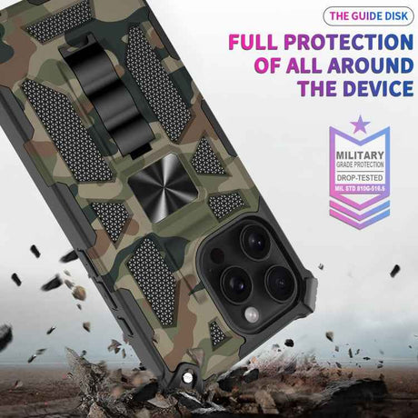Camouflage Armor Kickstand TPU + PC Magnetic Phone Case