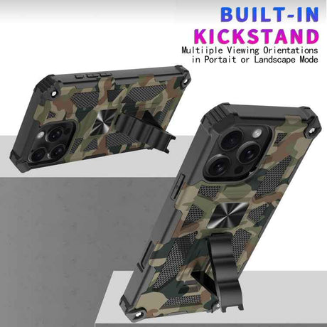 Camouflage Armor Kickstand TPU + PC Magnetic Phone Case