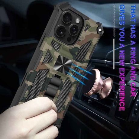 Camouflage Armor Kickstand TPU + PC Magnetic Phone Case