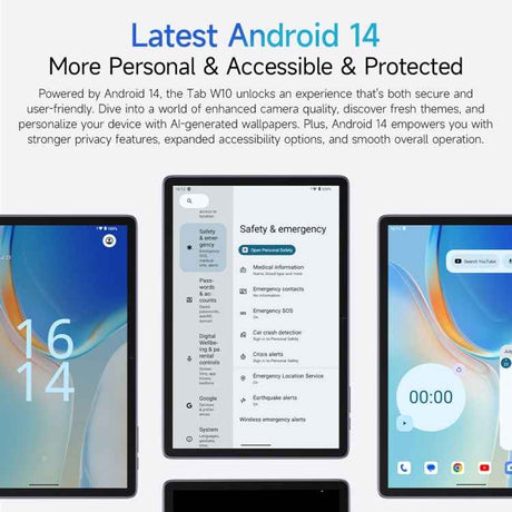 Ulefone Tab W10 WiFi Tablet PC, 10.1 inch Android 14 Unisoc T606 Octa Core, EU Plug