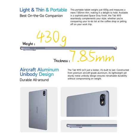 Ulefone Tab W10 WiFi Tablet PC, 10.1 inch Android 14 Unisoc T606 Octa Core, EU Plug