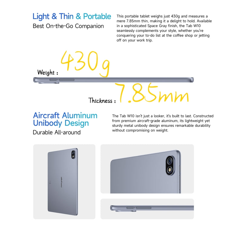 Tableta Ulefone Tab W10 WiFi de 10,1 pulgadas, Android 14, Unisoc T606, ocho núcleos, enchufe de la UE