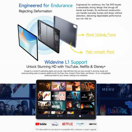 Ulefone Tab W10 WiFi Tablet PC, 10.1 inch Android 14 Unisoc T606 Octa Core, EU Plug