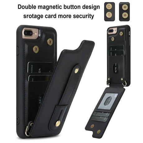 Wristband Vertical Flip Wallet Back Cover Phone Case with Long Lanyard