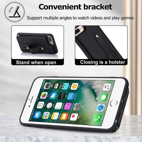 Wristband Vertical Flip Wallet Back Cover Phone Case with Long Lanyard