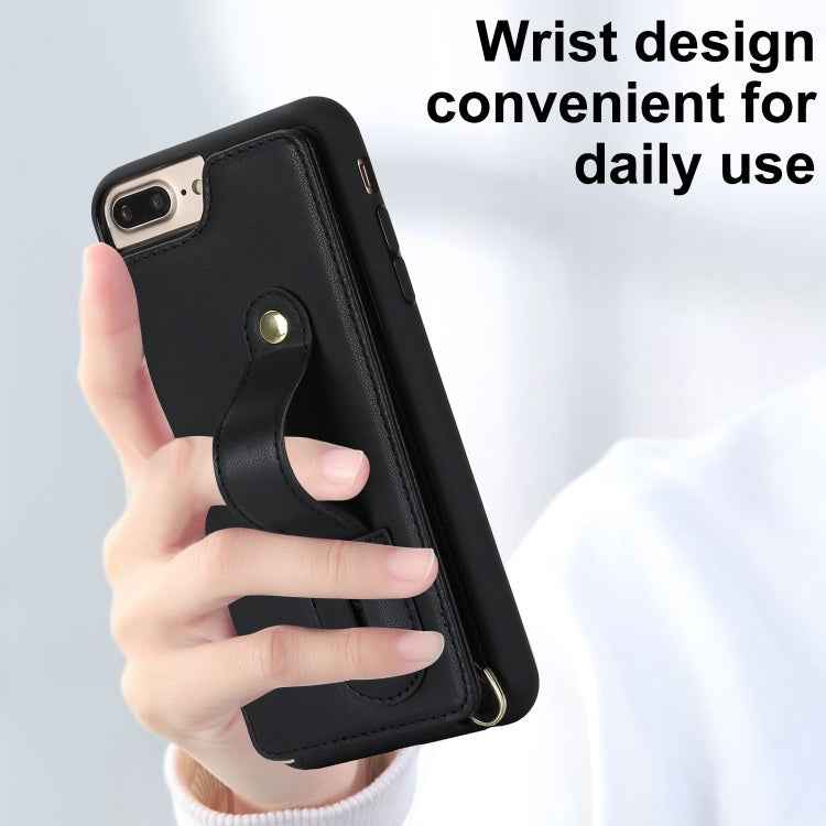 Wristband Vertical Flip Wallet Back Cover Phone Case with Long Lanyard