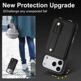 Wristband Vertical Flip Wallet Back Cover Phone Case with Long Lanyard