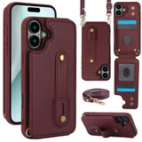 Wristband Vertical Flip Wallet Back Cover Phone Case with Long Lanyard