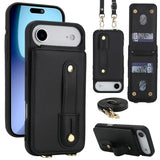 Wristband Vertical Flip Wallet Back Cover Phone Case with Long Lanyard