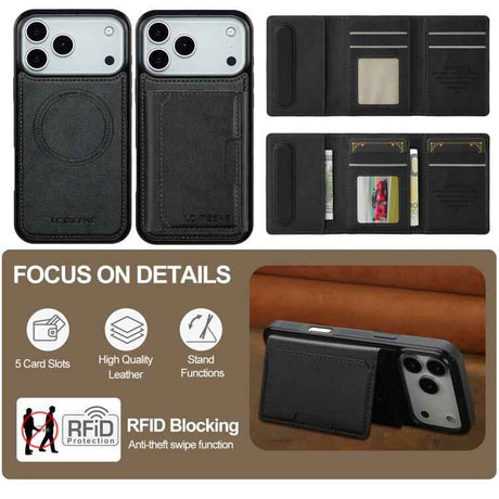 LC.IMEEKE L5 Series Detachable RFID Card Bag Magsafe Phone Case