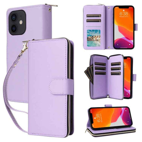 Nine-card Slots Zipper Wallet Bag Leather Phone Case
