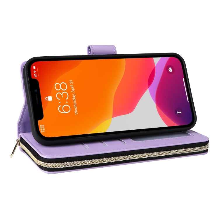 Nine-card Slots Zipper Wallet Bag Leather Phone Case