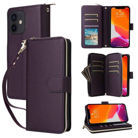 Nine-card Slots Zipper Wallet Bag Leather Phone Case