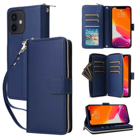 Nine-card Slots Zipper Wallet Bag Leather Phone Case