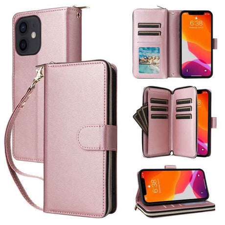 Nine-card Slots Zipper Wallet Bag Leather Phone Case