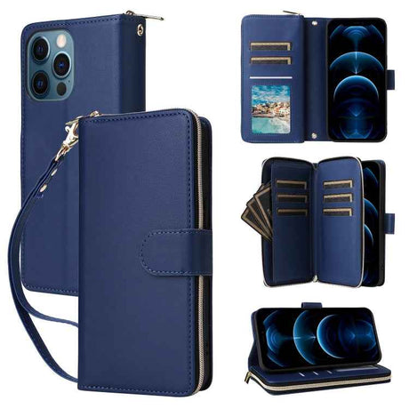 Nine-card Slots Zipper Wallet Bag Leather Phone Case