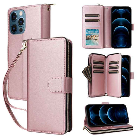 Nine-card Slots Zipper Wallet Bag Leather Phone Case