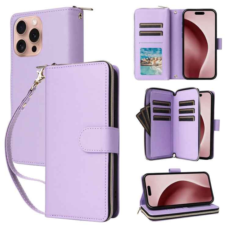 Nine-card Slots Zipper Wallet Bag Leather Phone Case