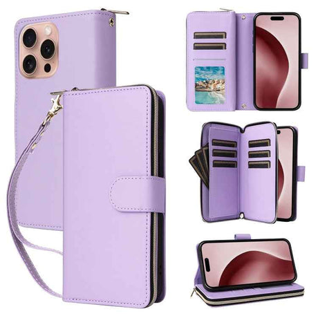 Nine-card Slots Zipper Wallet Bag Leather Phone Case