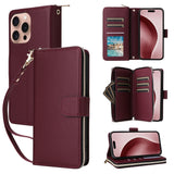 Nine-card Slots Zipper Wallet Bag Leather Phone Case
