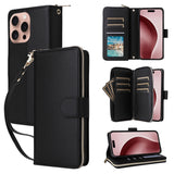 Nine-card Slots Zipper Wallet Bag Leather Phone Case