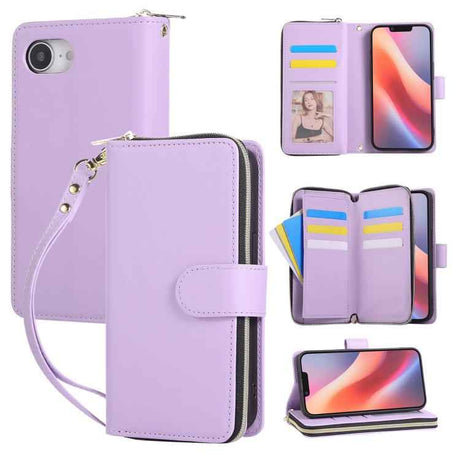 Nine-card Slots Zipper Wallet Bag Leather Phone Case