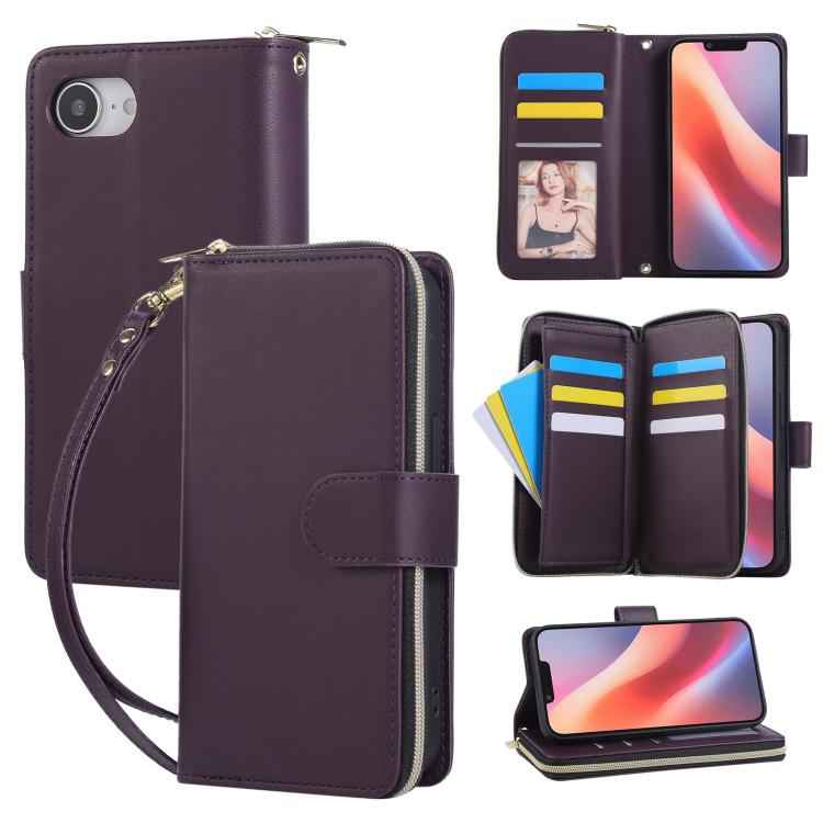 Nine-card Slots Zipper Wallet Bag Leather Phone Case