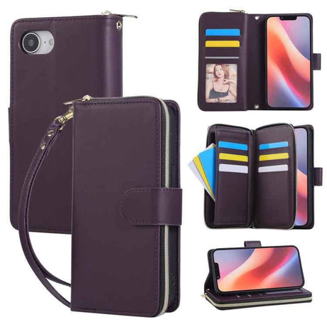 Nine-card Slots Zipper Wallet Bag Leather Phone Case