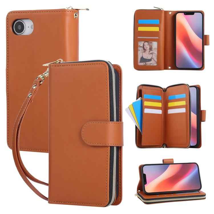 Nine-card Slots Zipper Wallet Bag Leather Phone Case