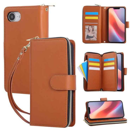Nine-card Slots Zipper Wallet Bag Leather Phone Case
