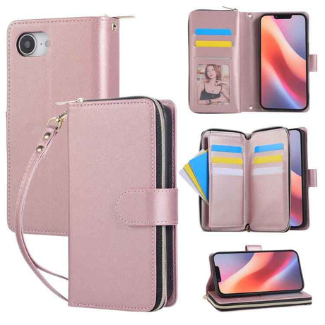 Nine-card Slots Zipper Wallet Bag Leather Phone Case