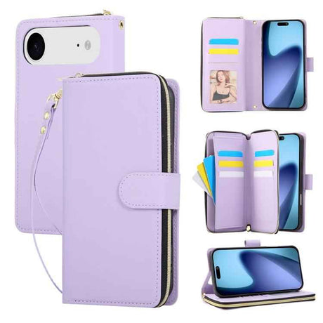 Nine-card Slots Zipper Wallet Bag Leather Phone Case