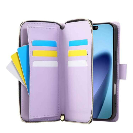 Nine-card Slots Zipper Wallet Bag Leather Phone Case